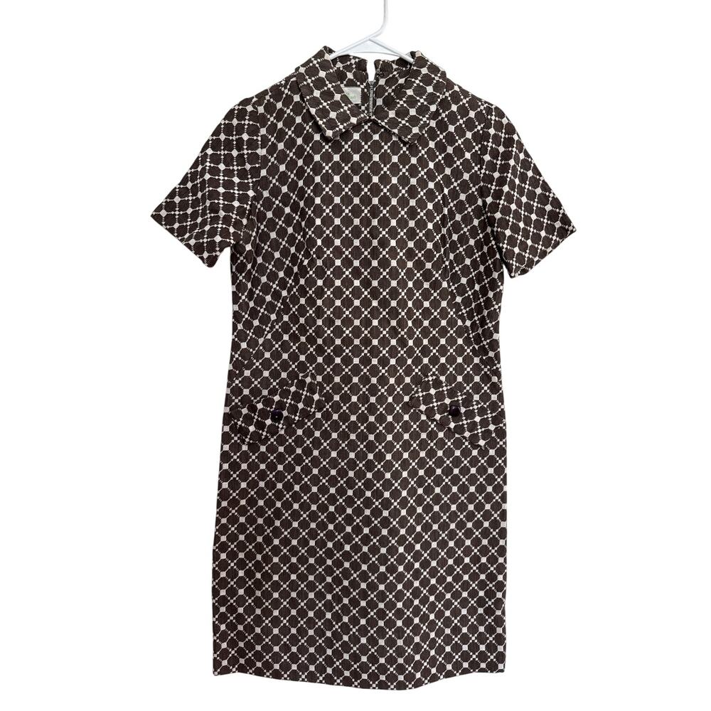 American vintage 60's Nancy Greer Brown and white checkered dress medium
